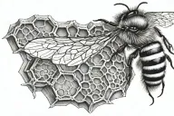 bee on honeycomb  tattoo design idea