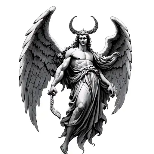 st michael angel half demon tattoo design idea