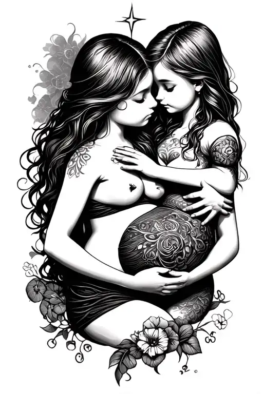 3 children, maternity, breastfeeding, a star tattoo design idea