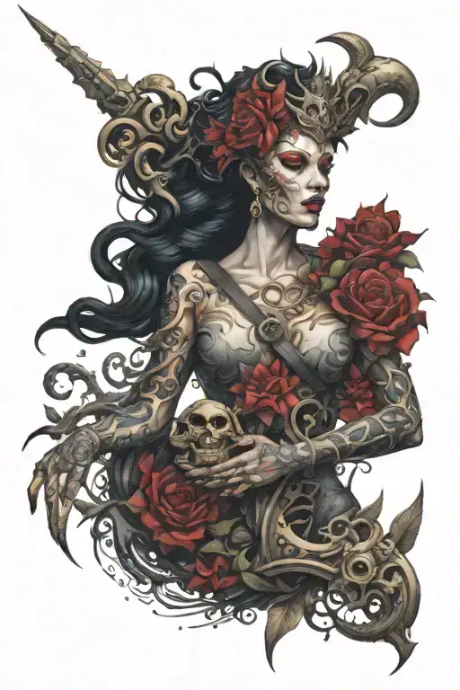 nemesis goddess of revenge tattoo design idea
