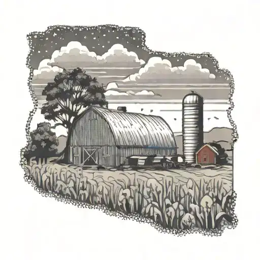 Farm nebraska state outline tattoo design idea