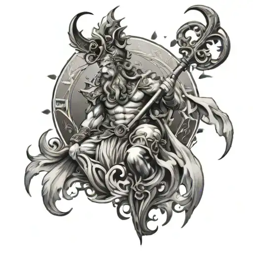 God Neptune god of the sea tattoo design idea