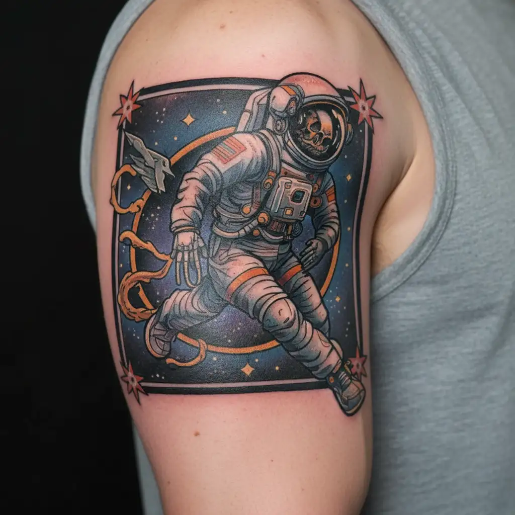 astronaut blackhole inside tattoo design idea