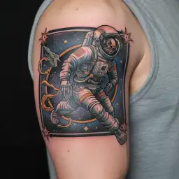 astronaut blackhole inside tattoo design idea