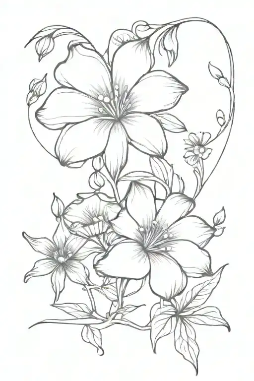 aster flower and morning glory flowers intertwined tattoo design idea