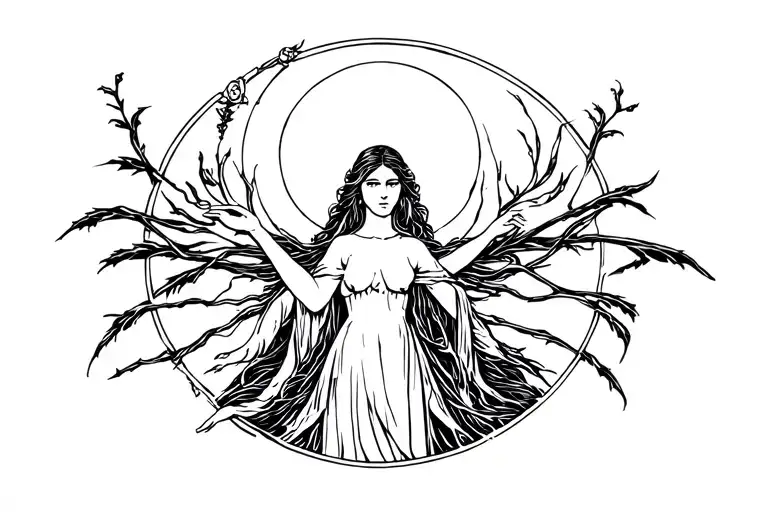 Virgo maiden holding tattoo design idea