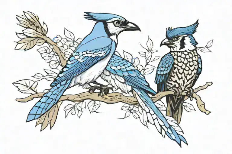 blue jay, giraffe, eagle tattoo design idea