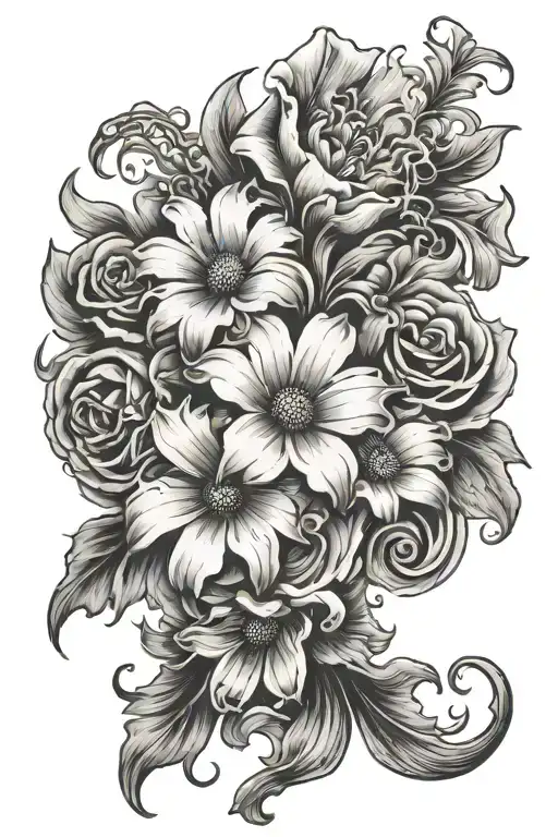sheet ghost and daisy flower out the bottom tattoo design idea