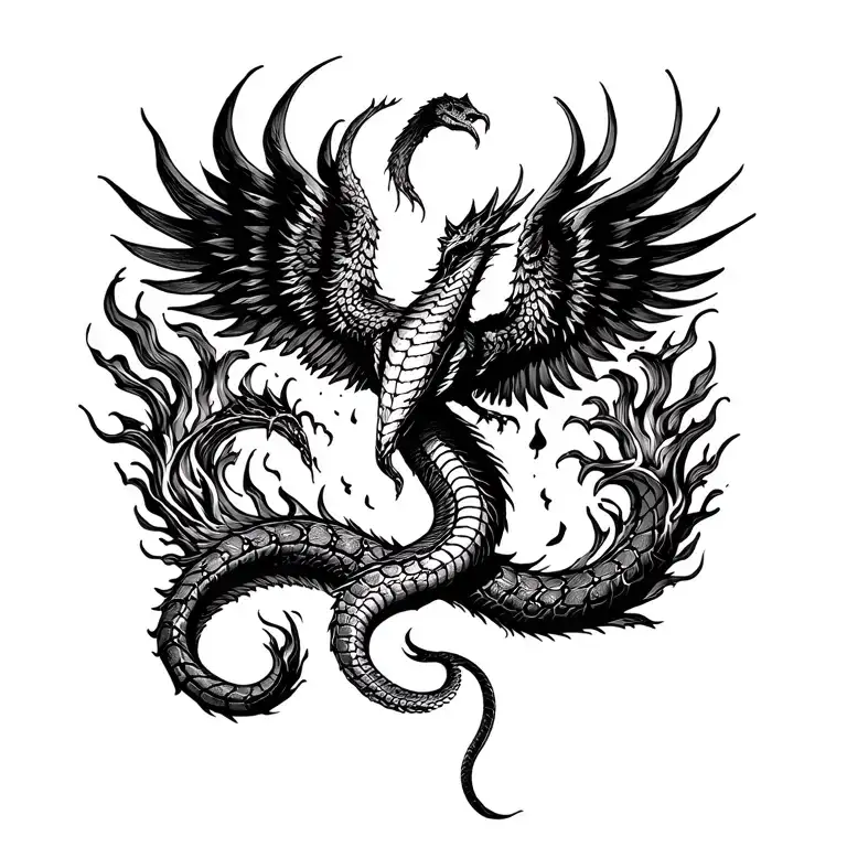 cobra phoenix rising from the ashes tattoo design idea