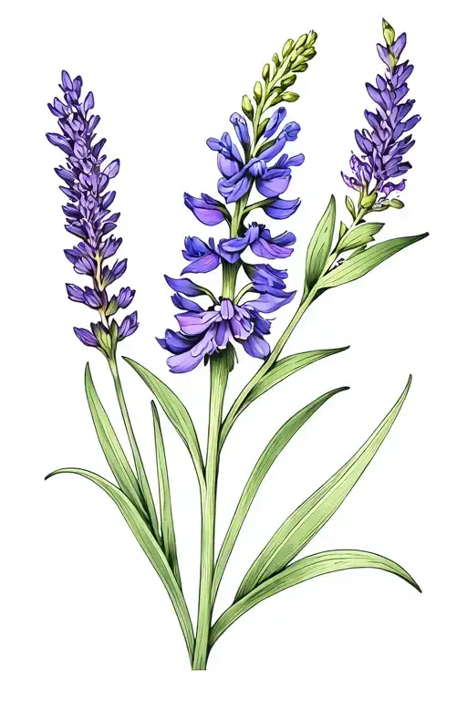 Snapdragon, hyacinth, lavender flowers blooming flowers symbolizing tattoo design idea