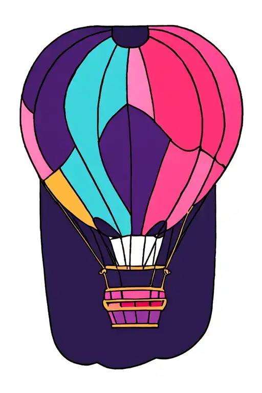 hot air balloon anchored to the ground tattoo design idea