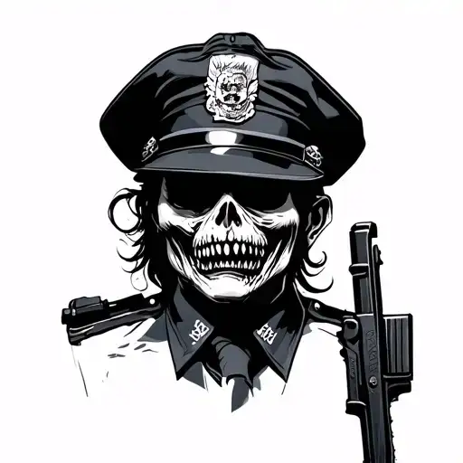 resident evil zombie police officer tattoo design idea