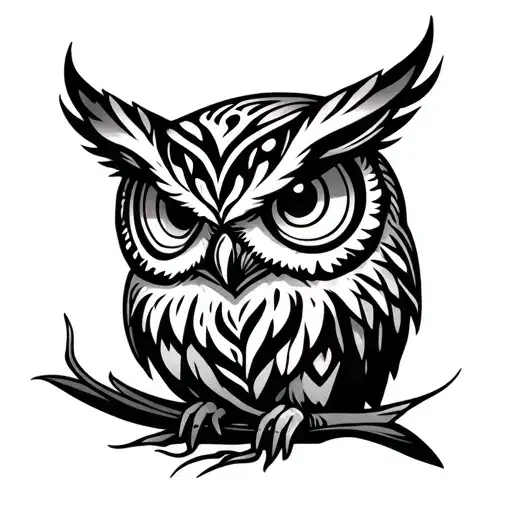 owl tribal design tattoo design idea