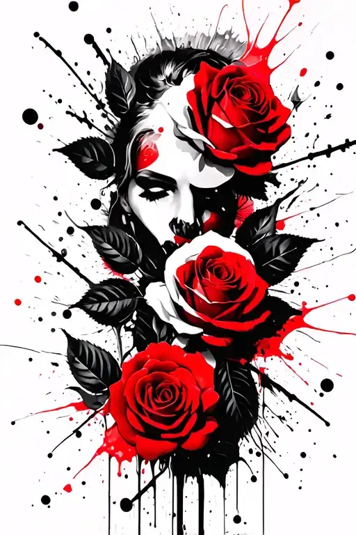 roses intertwined tattoo design idea