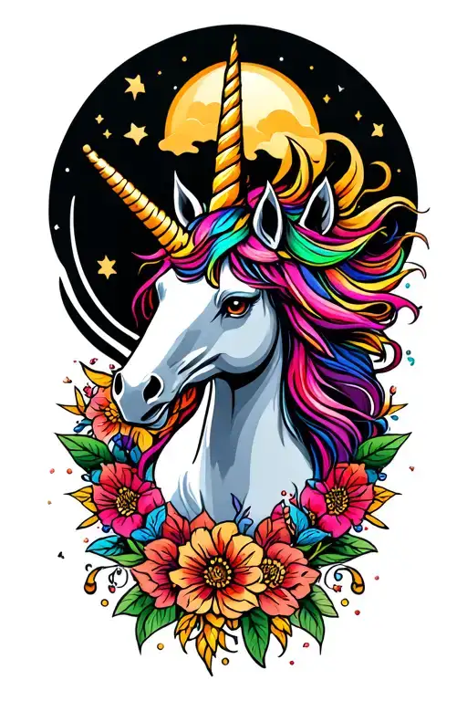 unicorn tattoo design idea