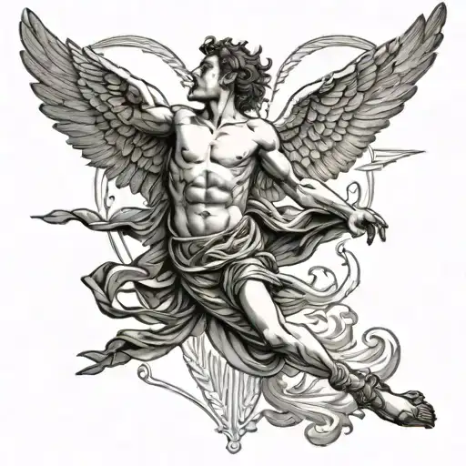 falling icarus falling from sky tattoo design idea