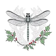 celtic dragonfly with holly leaves tattoo design idea