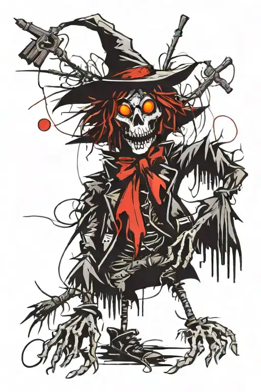 scary scarecrow doing drugs tattoo design idea