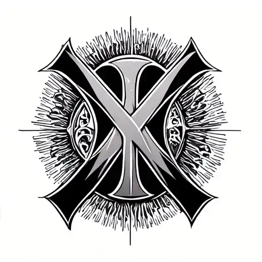 chi rho PX symbol in roman letters tattoo design idea