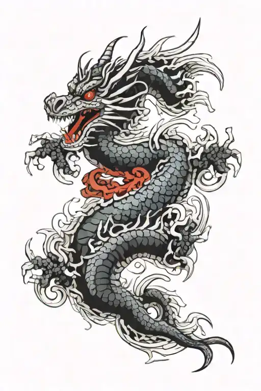  traditional dragon design measruing in 3 inches wide, 7 inches loing to accomadate a forearm, has shading as well tattoo design idea