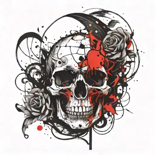 half moon with a skull inside tattoo design idea