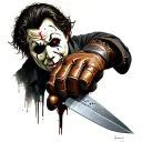 freddy kruger glove holding michael myers knife tattoo design idea