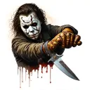 freddy kruger glove holding michael myers knife tattoo design idea