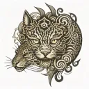 multiple eyes with animal print surrounding them tattoo design idea