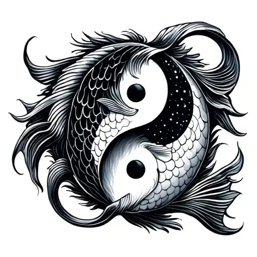 mysterious pisces fish yin yang symbol formed tattoo design idea
