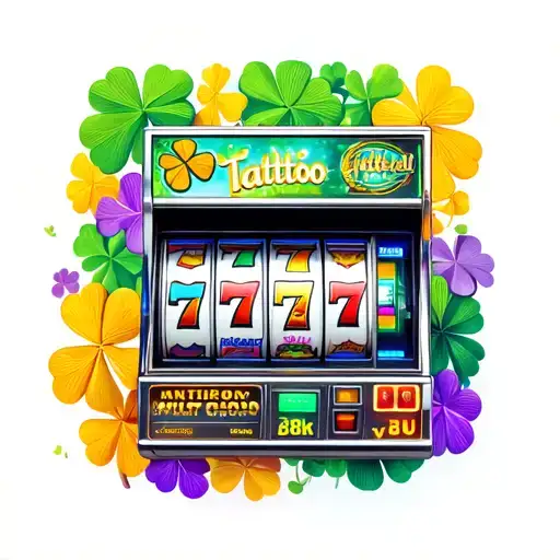 Slot machine 3 rows incorporate clovers tattoo design idea