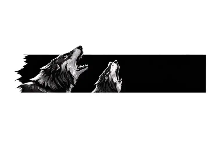 wolf howling tattoo design idea