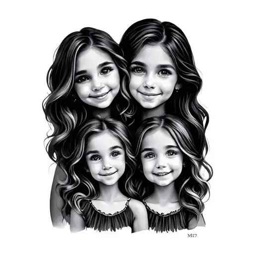 Mother And 2 Daughters tattoo design idea