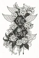 unconditional love written inside tattoo design idea