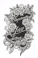 unconditional love written inside tattoo design idea