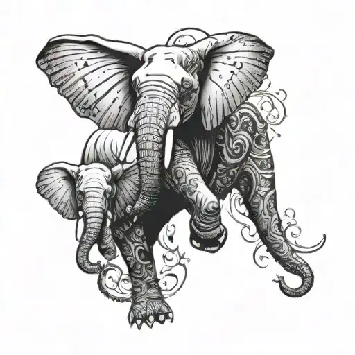 butterfly, elephant, trex and a cow half sleeve tattoo tattoo design idea
