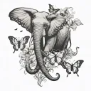 butterfly, elephant, trex and a cow half sleeve tattoo tattoo design idea