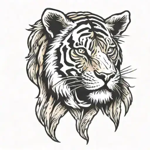 Skull tattoo with tiger or lion head tattoo design idea