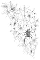 beautiful spider web enthralled within vines and lilys  without spider  tattoo design idea