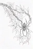 beautiful spider web enthralled within vines and lilys  without spider  tattoo design idea