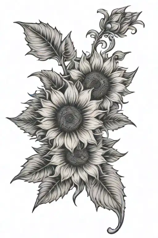 western sunflower tooled leather look tattoo design idea