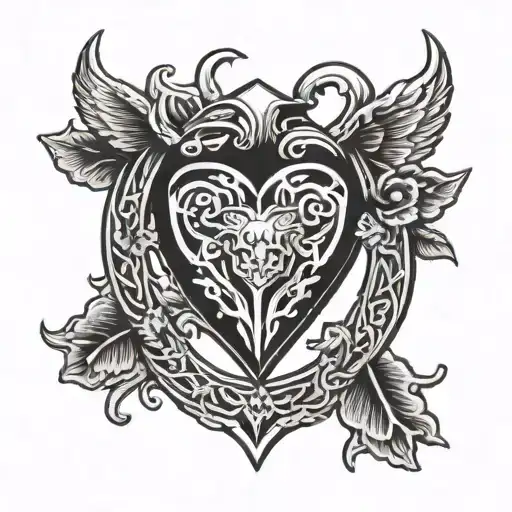 horseshoe heart tattoo design idea