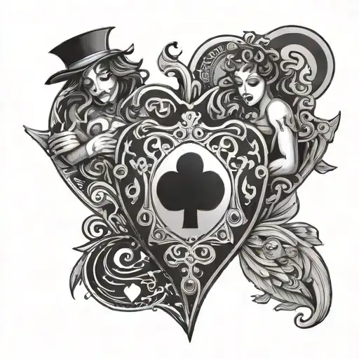3 Best Friend with hearts playing card tattoo design idea