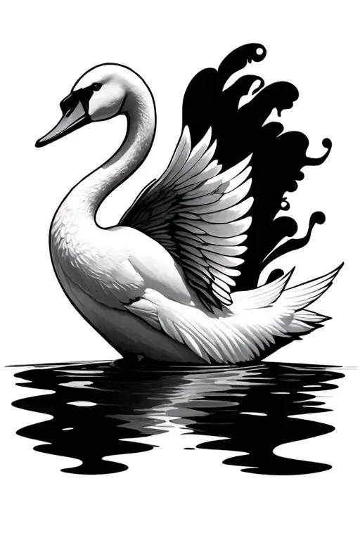 a swan with cunning pesonality and not belive in impossible tattoo design idea