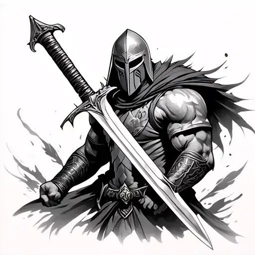 spartan with sword and MMVI tattoo design idea