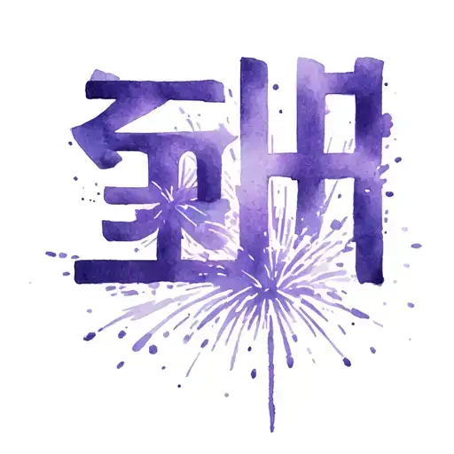 "들꽃놀" purple, fireworks exploding tattoo design idea