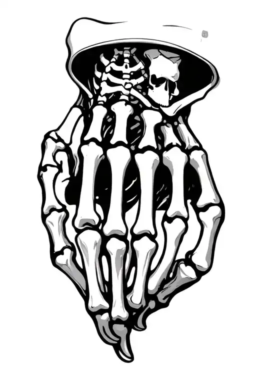 skeleton hand with lost and found in it  tattoo design idea