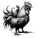 dragon and rooster standing proudly tattoo design idea