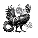 dragon and rooster standing proudly tattoo design idea