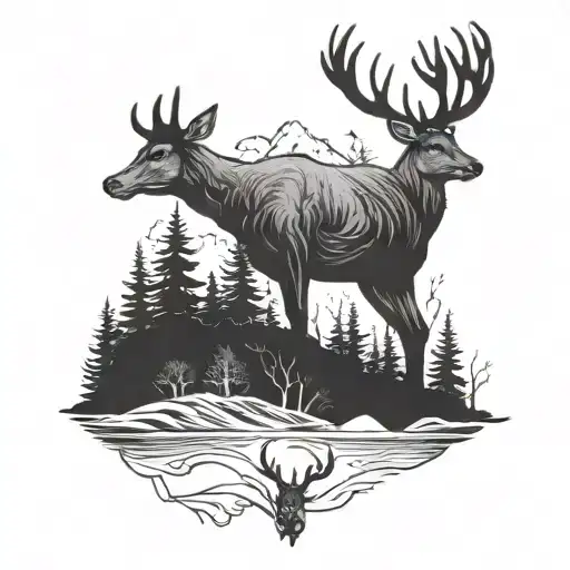 Christian artwork with nature and deer tattoo design idea