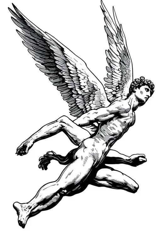Icarus falling from the sky tattoo design idea
